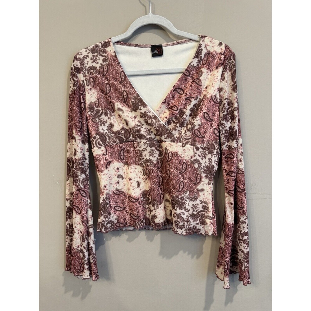 Vintage Studio Y Y2K Babydoll Pink Paisley Flutter Bell Sleeve Top Medium